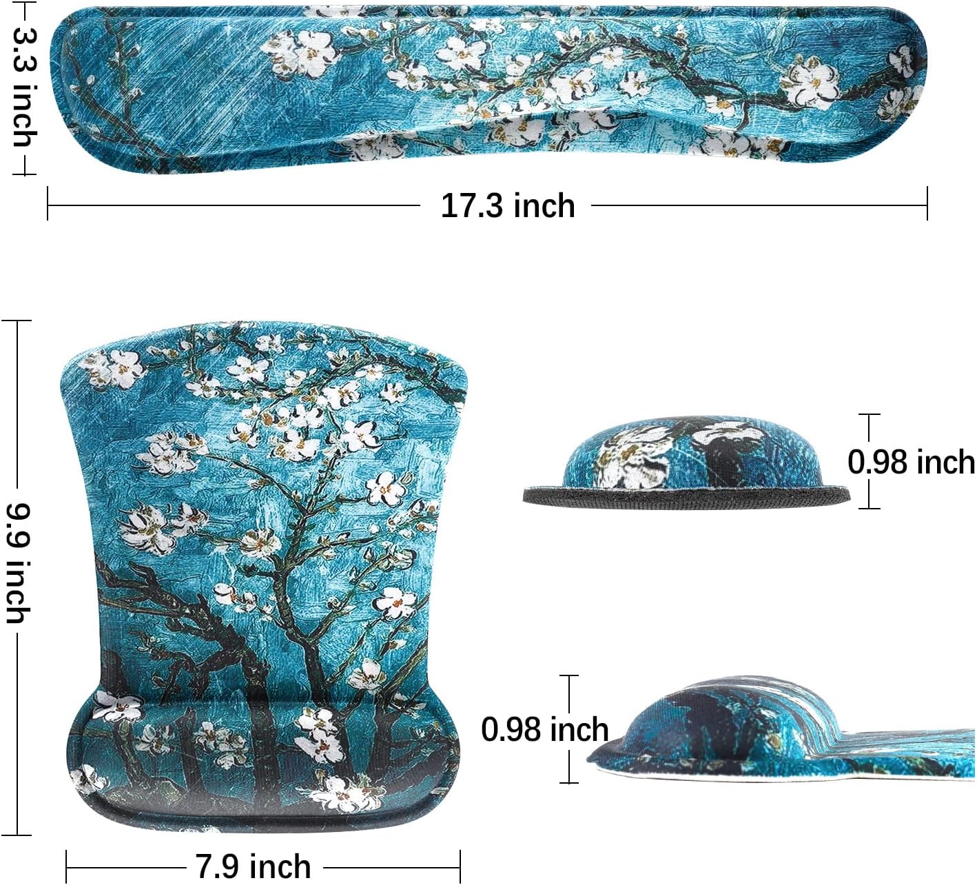 Keyboard Wrist Rest Pad Ergonomic Mouse Pad Set, ToLuLu Gel Mouse Pad Wrist Support for Computer Laptop, Mousepad Keyboard Wrist Support with Memory Foam for Easy Typing Pain Relief, Van Gogh Painting