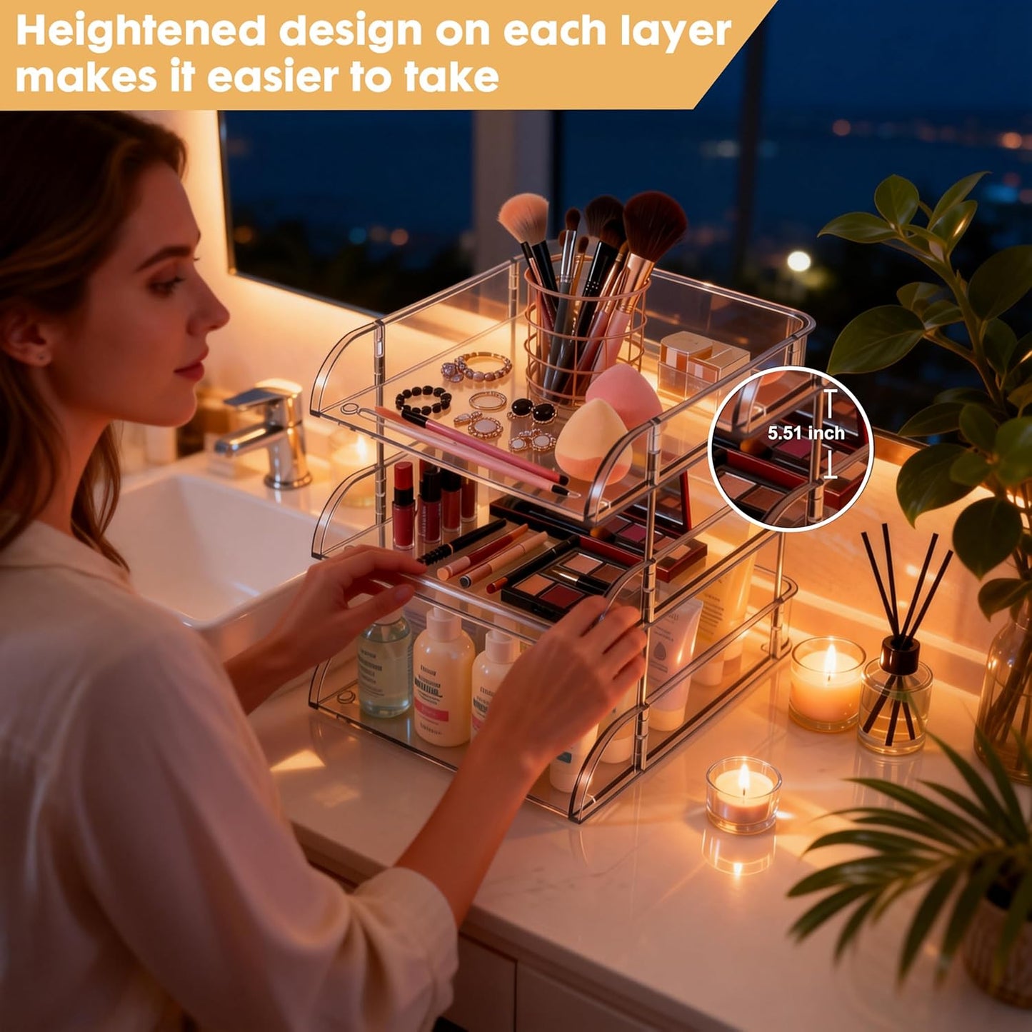 Desk Organizer and Storage,4-Tier Paper Letter Tray Organizers,Stackable Clear Desktop Organizer for Documents,Book Magazine Storage,Office Supplies, (Clear,4 Pack)