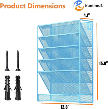 Kuntine.B Wall File Organizer Office Hanging Magazine Holder Wall File Organizer for Office Home (Black, 5 Tier)