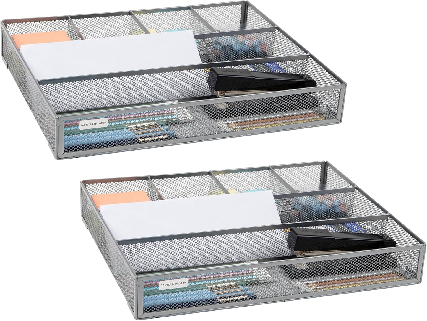 Mind Reader Expandable Mesh Desk Drawer Organizer, Adjustable from 9.25" to 17.125", Office Supply Storage Tray, Makeup Organizer, Black
