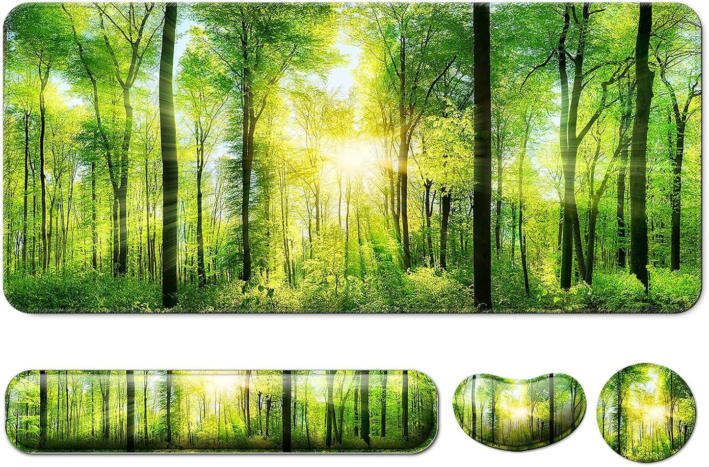 Keyboard Wrist Rest + Mouse Pad with Wrist Support + Desk Mat + Coaster 4 in 1 Set, XXL Large Gaming Mousepad Cute Ergonomic Mouse Pads for Desk Computer Laptop Office Decor-Beach
