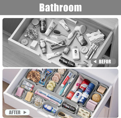 Plastic Drawer Organizers, 10 PCS Drawer Organizer Bins, Bathroom and Vanity Organizer Plastic Tray, Makeup organizer and storage for Makeup, Bedroom, Kitchen Gadgets Utensils and Office (Green)