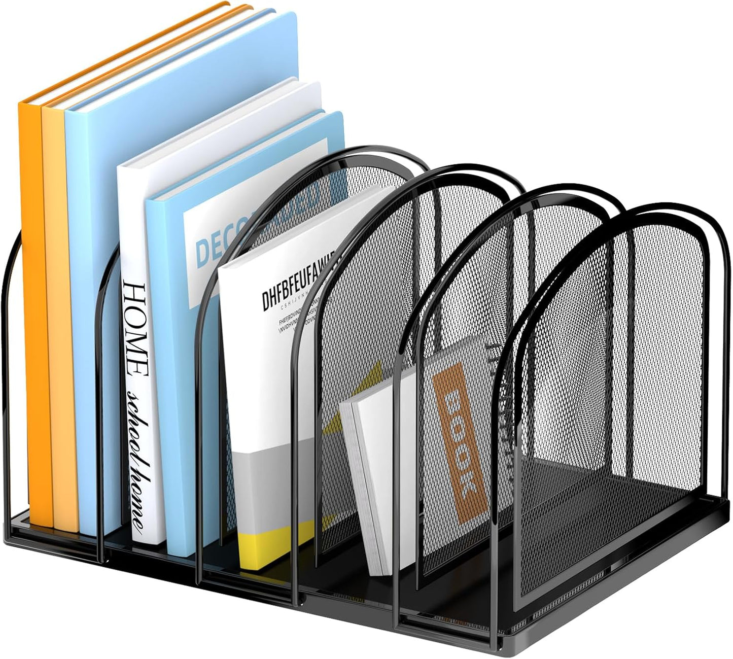 SUPEASY 5-Section File Organizer for Desk, Mesh Desk Organizer, Vertical File Folder Holder, File Floder Organizer for Office Home School Classroom, Black