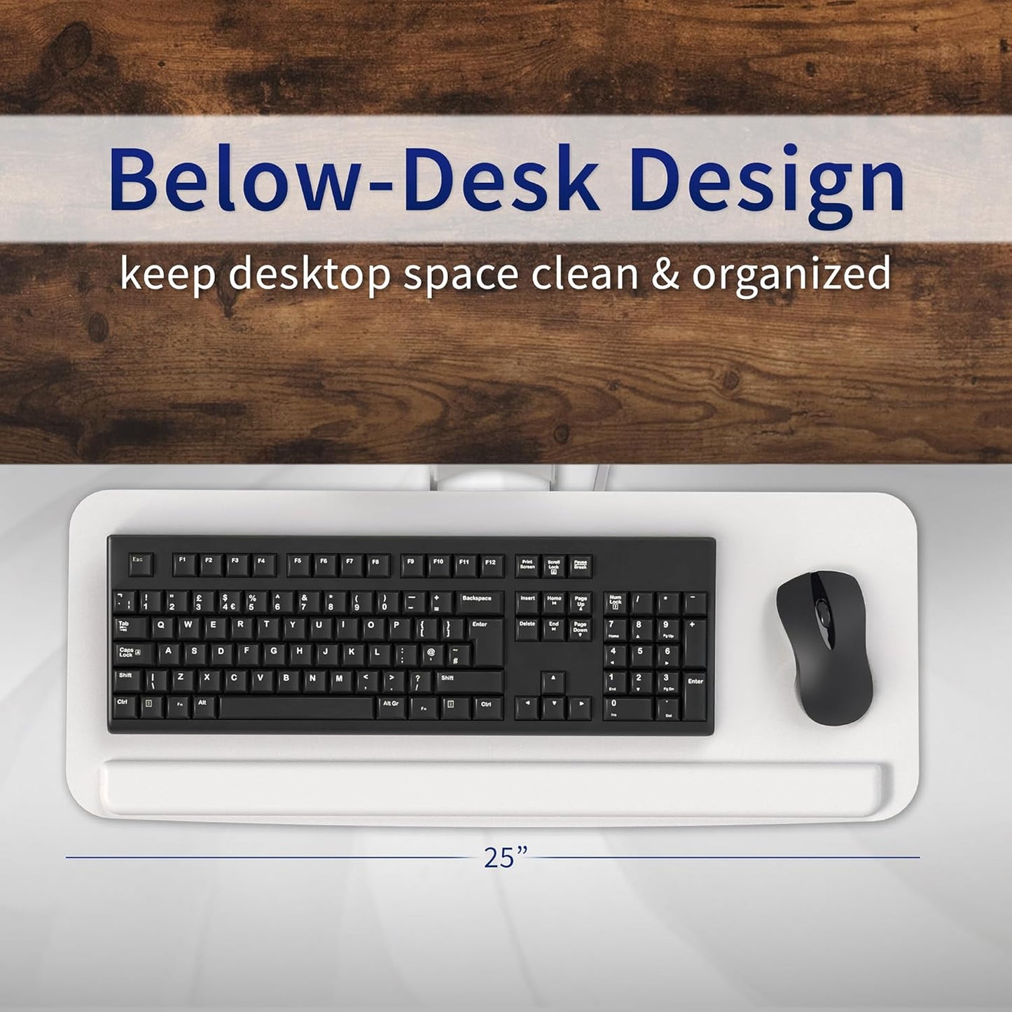 VIVO Adjustable Computer Keyboard & Mouse Platform Tray Ergonomic Under Table Desk Mount Drawer Underdesk Shelf (MOUNT-KB03B)