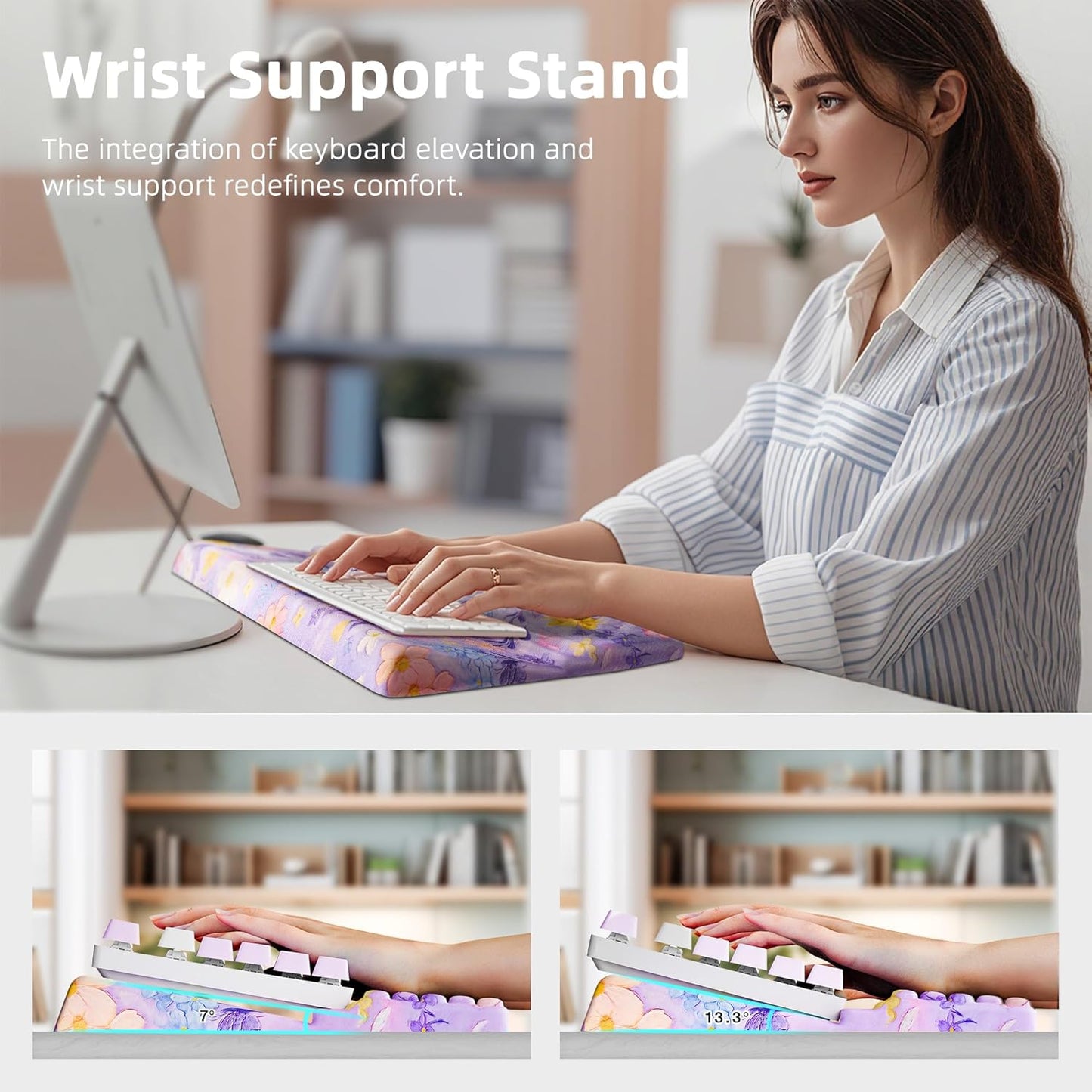 Ospelelf Keyboard Wrist Rest, Comfortable Ergonomic Keyboard Stand Riser Holder for Office Home