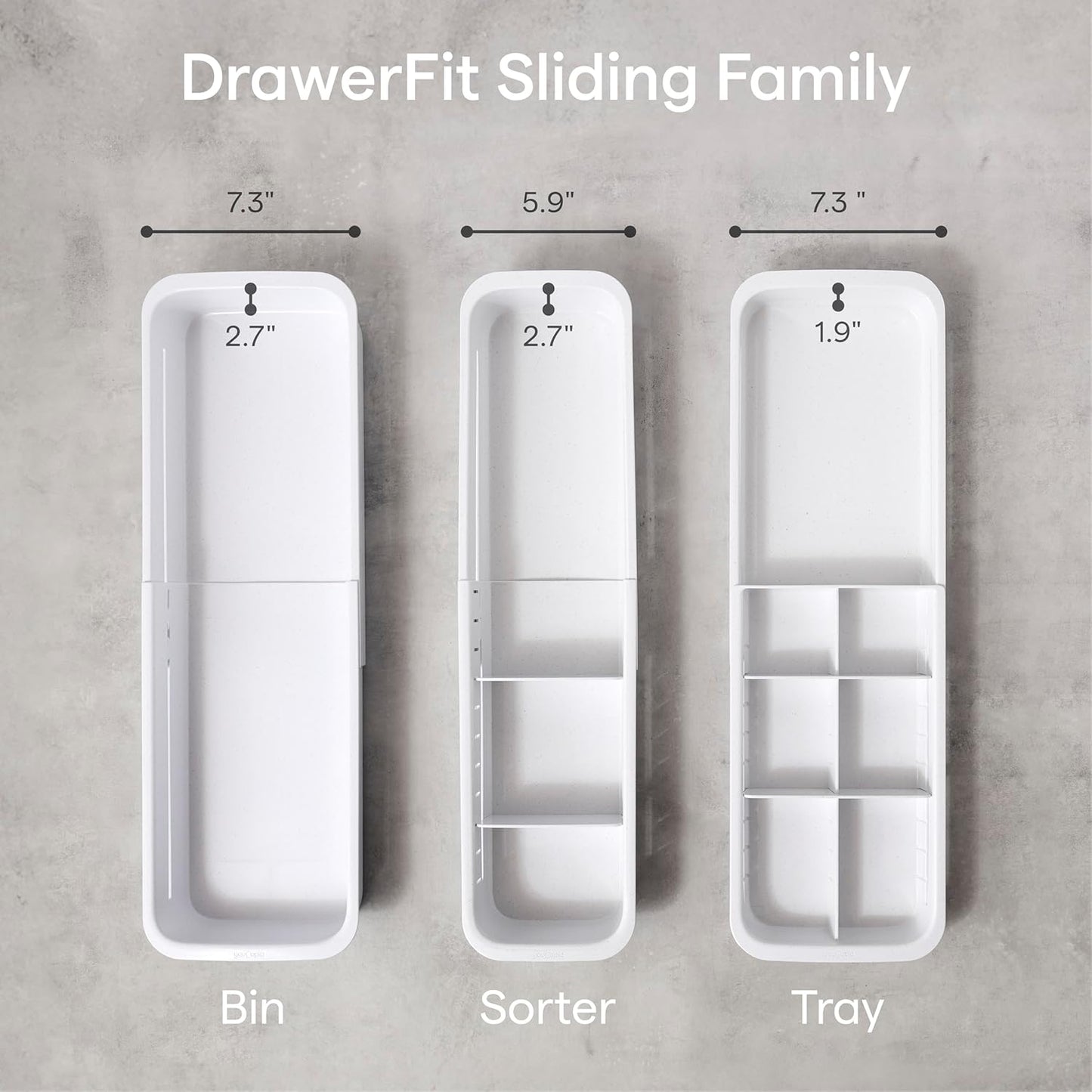 YouCopia DrawerFit Sliding Drawer Tray with Adjustable Dividers, Expandable Kitchen Storage Organizer, Speckled White