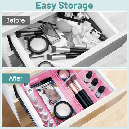 WOWBOX 25 PCS Clear Plastic Drawer Organizer Set, 4 Sizes Desk Drawer Divider Organizers and Storage Bins for Makeup, Jewelry, Gadgets for Kitchen, Bedroom, Bathroom, Office