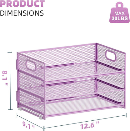 Marbrasse 3 Tier Paper Organizer Letter Tray, Mesh File Organizer with Handle, Paper Sorter Desk Organizer for Home Office Supplies