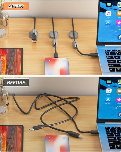 5-Pack Magnetic Cable Clips Cord Organizer - Smoothly Adjustable, Puretor Desk Cable Management Clips. Ideal Wire Holders for Desktop, Nightstand, Wall - Perfect for Home Office, Phone, Car (Black)