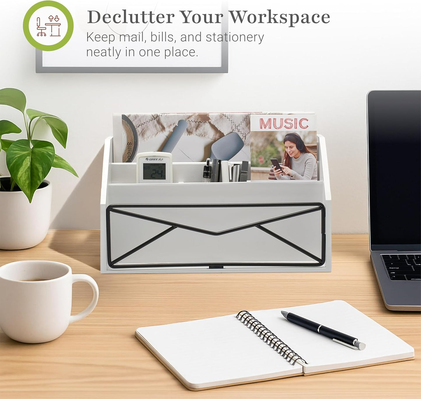 Prosumer's Choice Bamboo Desk Organizer for Office and Home – Natural Bamboo Mail Organizer for Countertop - Wooden Desktop Organizer for Mail, Files, Letters, and Tabletop Storage