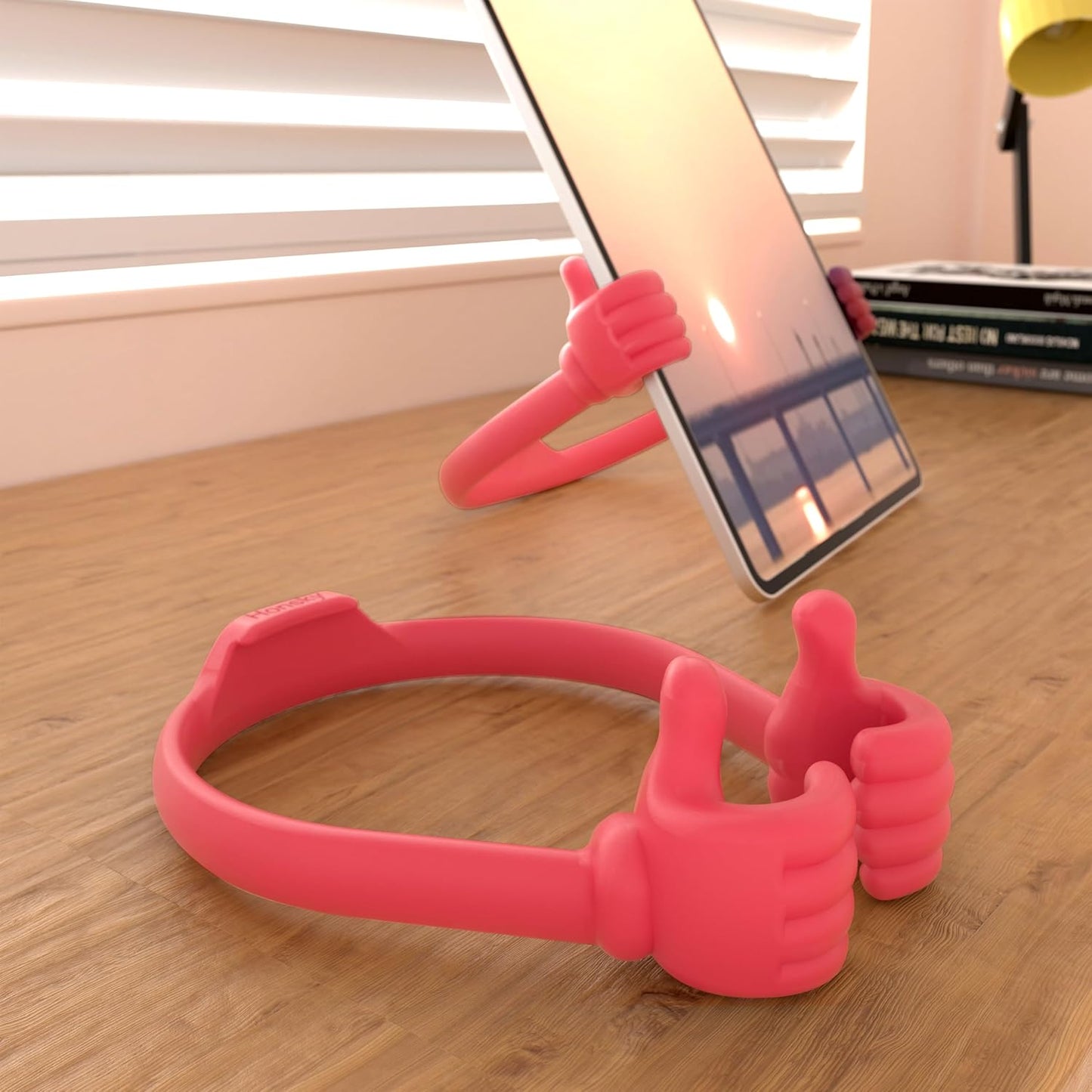 Honsky Thumbs-up Cell Phone Stand Holder,Tablet Stand Cradle for Desk Desktop Smartphone Cellphone Mobile Phone,Tablets - Universal, Adjustable Flexible,Blue