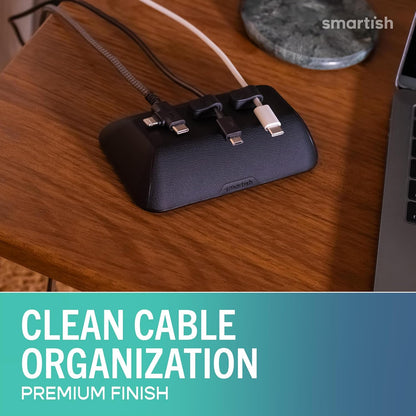 Smartish® Magnetic Cord Holder - Cable Wrangler Organizer with Magnet Clips for Charger Management on Desktop, Nightstand for USB-C + Lightning - Lightly Toasted Beige