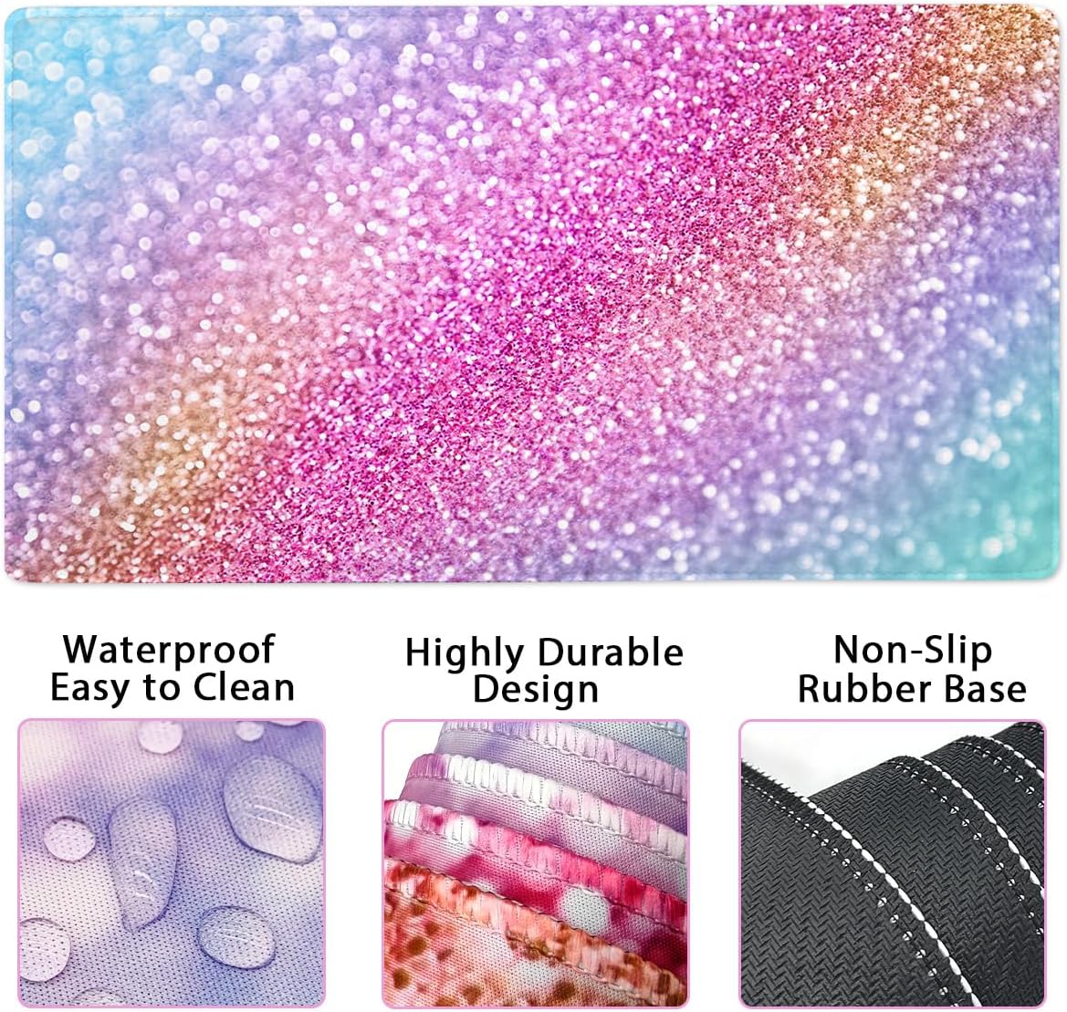 4-in-1 Large Mouse Pad, Keyboard Wrist Rest Pad & Wrist Support Mousepad Set, Extended Desk Pad Waterproof Desk Mat for Home Office Study Game