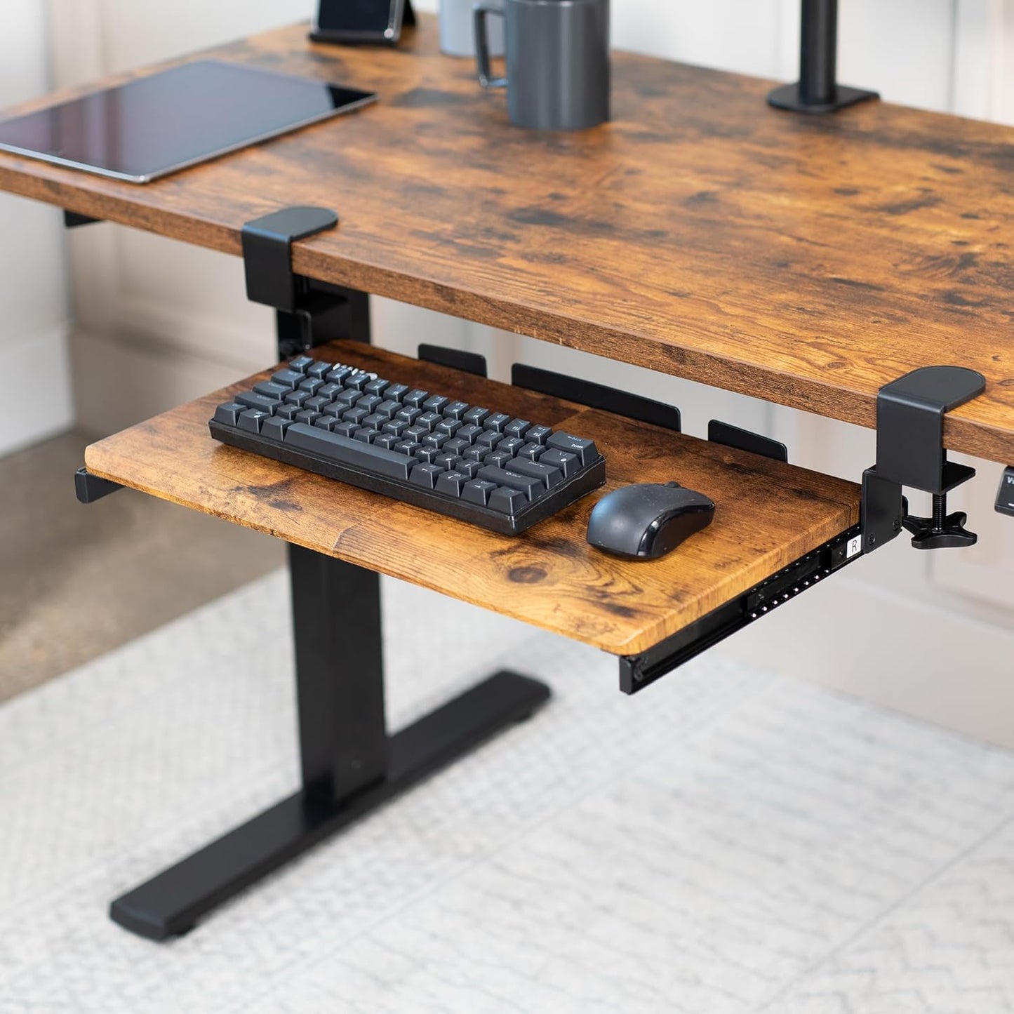 VIVO Large Clamp-on Computer Keyboard and Mouse Under Desk Slider Tray, 27 x 11 inch Pull Out Platform Drawer, White, MOUNT-KB05W
