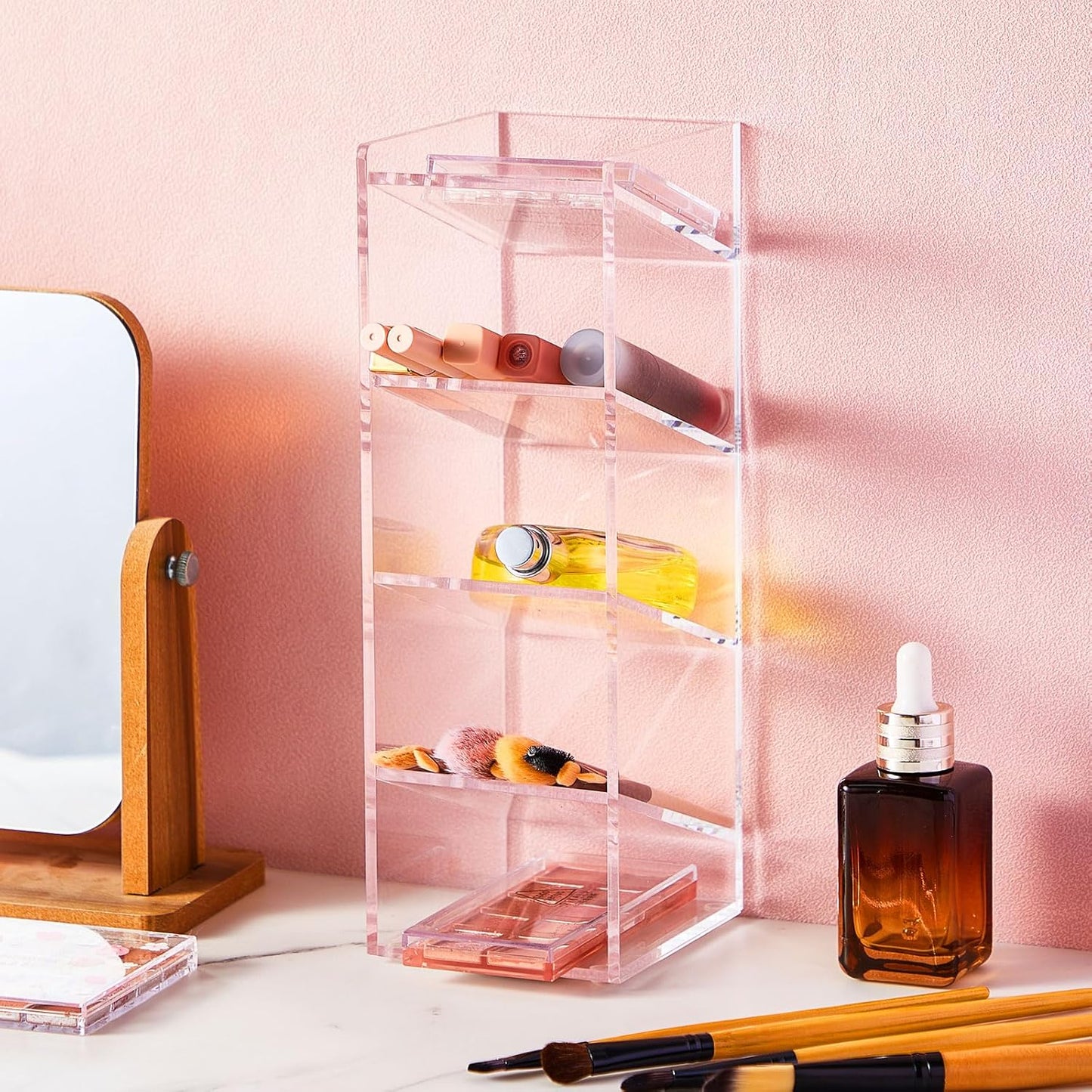 MotiMind Acrylic Pen Organizer Storage for 250 Markers Vertical Marker Organizer Acrylic Pen Display Holder for Office Desk Desktop Stationery Pencil Storage, Clear, 13 x 4 x 12.4 Inch