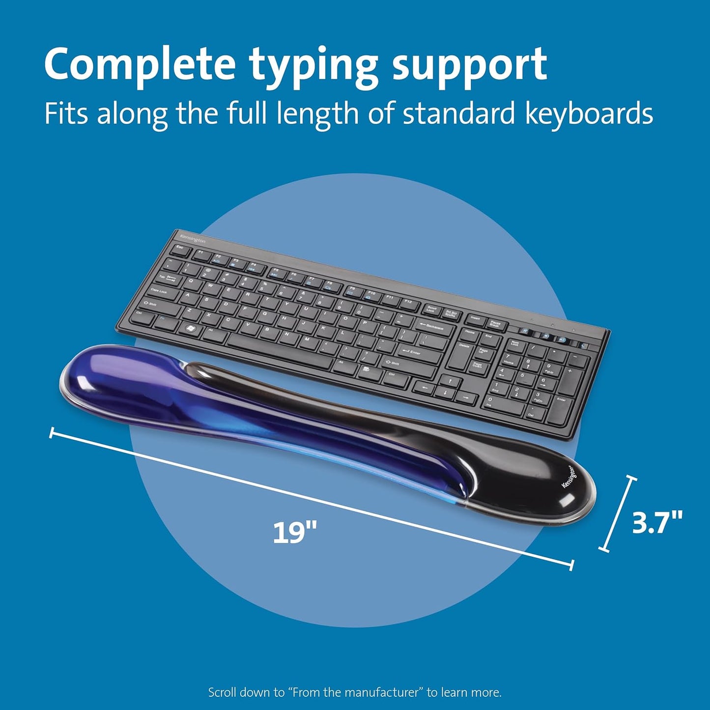 Kensington Duo Gel Mouse & Keyboard Wrist Rest Bundle Set, Ergonomic Keyboard and Mouse Pad With Wrist Support, Keyboard Wrist Rest, Computer Keyboard Pad, Cooling Gel, Non-Skid Backing, Blue K52920WW