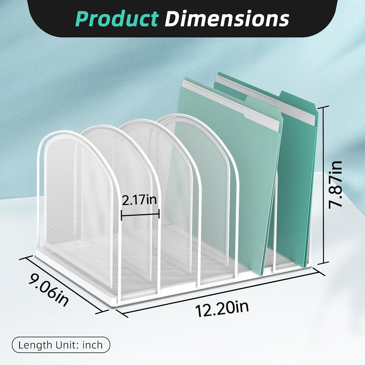 SUPEASY File Organizer for Desk, 5-Section Mesh Desk Organizer, Vertical File Holder Desktop Organizer File Sorter, File Folder Holder for Office Supplies, Black