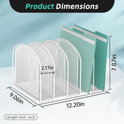 SUPEASY File Organizer for Desk, 5-Section Mesh Desk Organizer, Vertical File Holder Desktop Organizer File Sorter, File Folder Holder for Office Supplies, Black