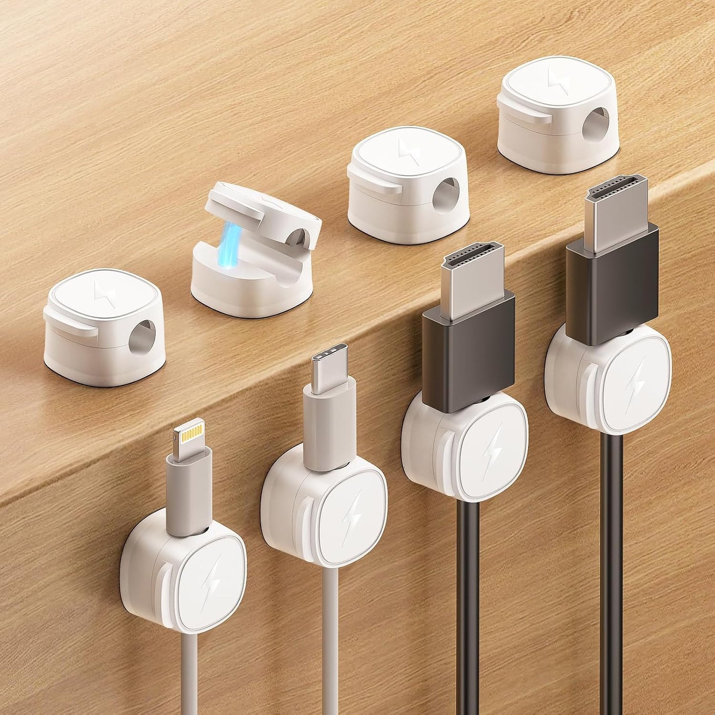 8 Pack Magnetic Cable Clips, Phone Cord Holder for Nightstand, Under Desk Cable Management, Canisflax Adhesive Wire Charging Cord Organizer Keepers Holder for Home Office Car Wall Desktop