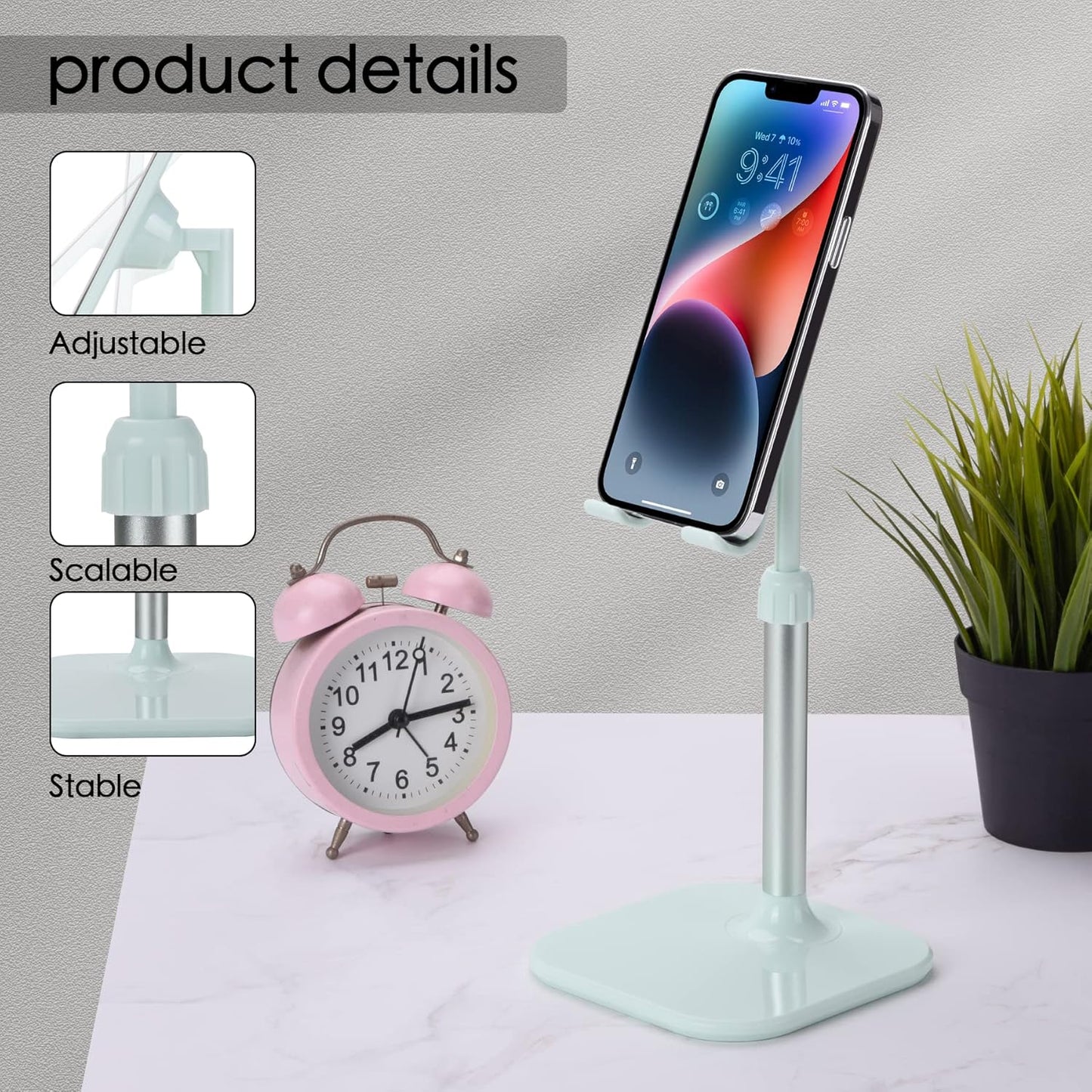 Doboli Cell Phone Stand, Phone Stand for Desk, Phone Holder Stand Compatible with iPhone and All Mobile Phones Tablet, Gifts for Adults Women Men Mom Wife, Black