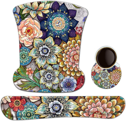 Keyboard Wrist Rest Pad Ergonomic Mouse Pad Set, ToLuLu Gel Mouse Pad Wrist Support for Computer Laptop, Mousepad Keyboard Wrist Support with Memory Foam for Easy Typing Pain Relief, Van Gogh Painting