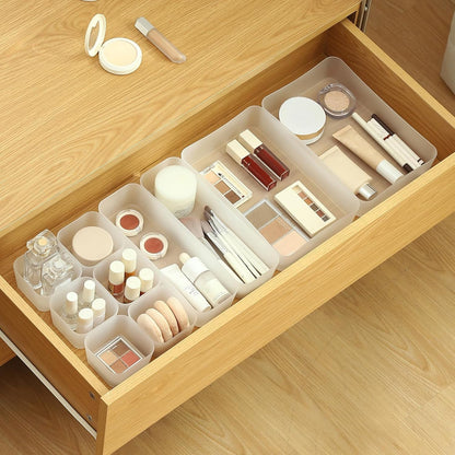 Poeland 5 Pcs Drawer Organizer Tray Storage Box for Bedroom Nightstand Drawer Dresser Bathroom Kitchen Drawer, Frosted