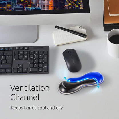 Kensington Slim Duo Gel Wrist Rest for Low Profile Keyboard, Wrist Pad for Keyboard, Ergonomic Wrist Pad for Computer, Non-Skid Computer Pad with Wrist Support, Blue K62441WW, 19" x 3.7"x 0.7”