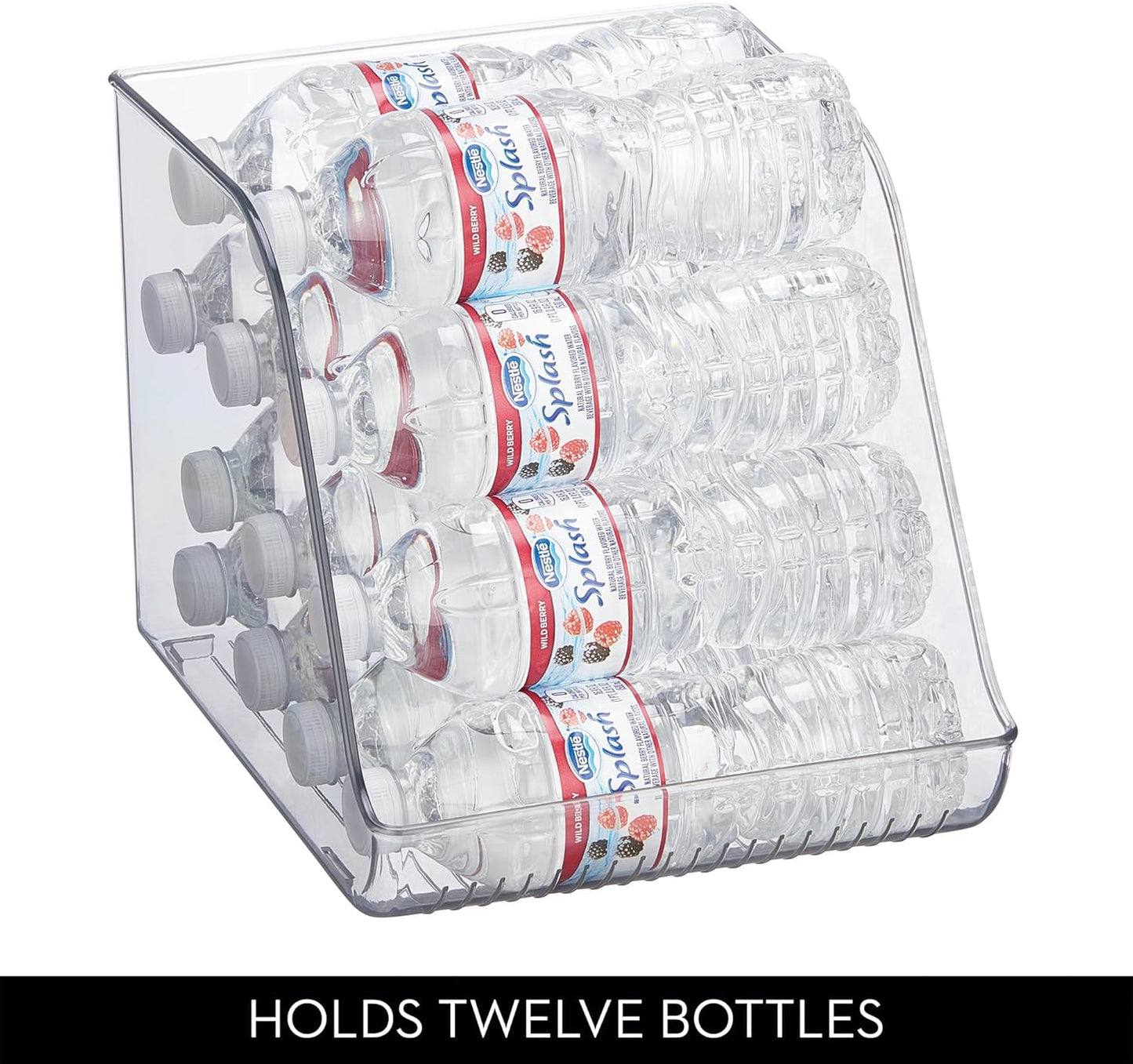 iDesign Plastic Water Bottle Organizer for Fridge, Bottle Holder for Kitchen and Pantry, Clear, 2-Pack