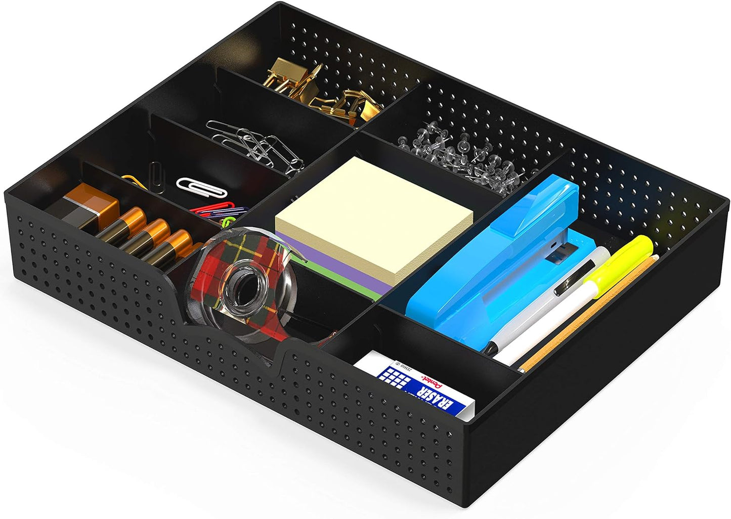 Simple Houseware Drawer Organizer Tray with 9 Adjustable Compartments, Clear