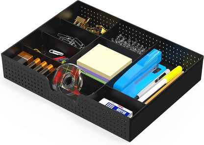 Simple Houseware Drawer Organizer Tray with 9 Adjustable Compartments, Clear