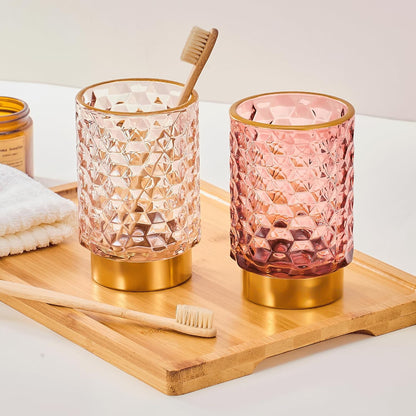 Makeup Brush Holder Organizer,Toothbrush Holders,Desk Pen Pencil Holder,Multifunctional Vintage Glass Brush Cup（A46-6-US）