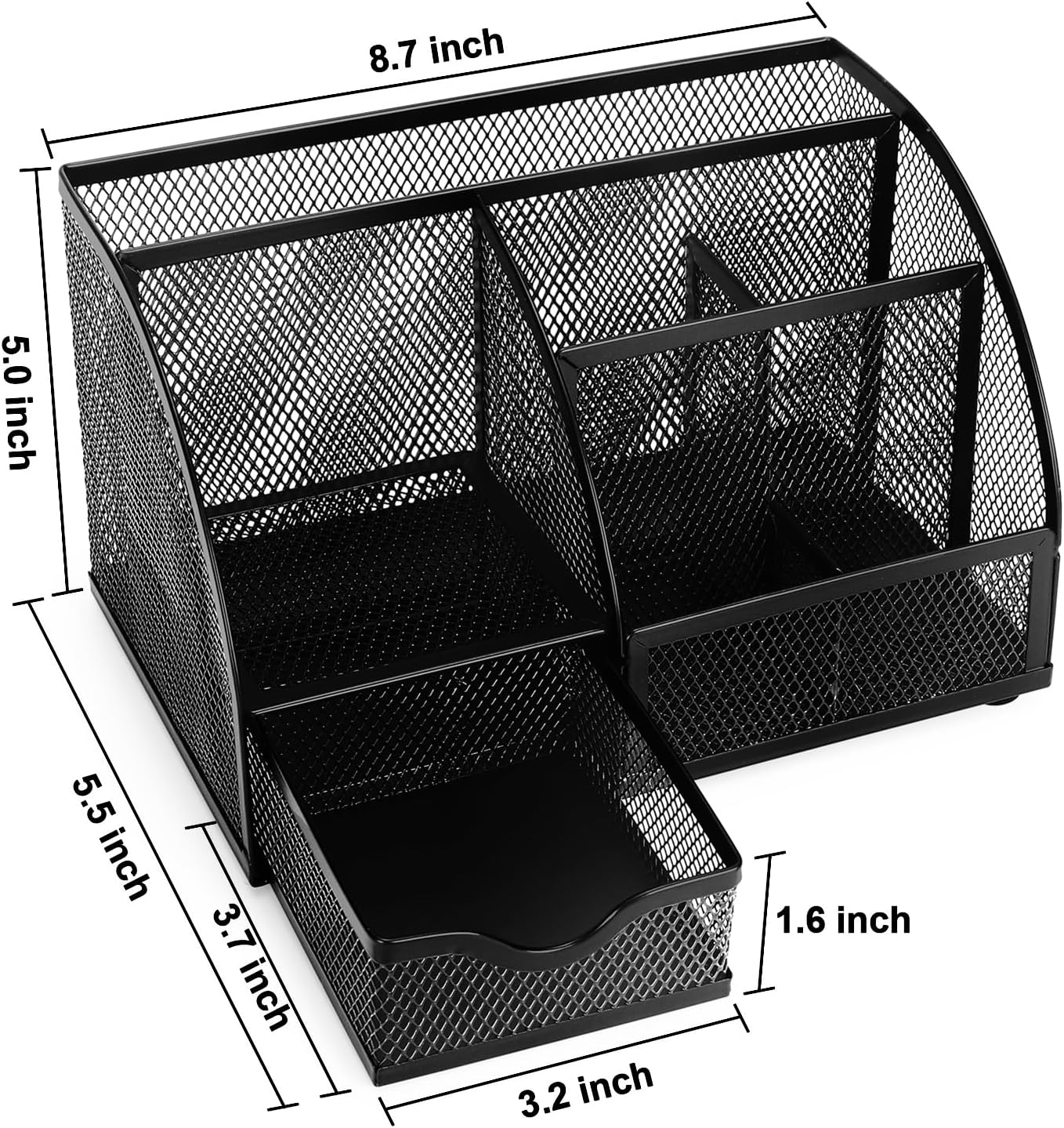Comix Mesh Pen Pencil Holder Desk Organizer, 3 Compartment Wire Desktop Pen Pencil Cup Caddy Office Supplies Desk Accessories for Home Office School, Black