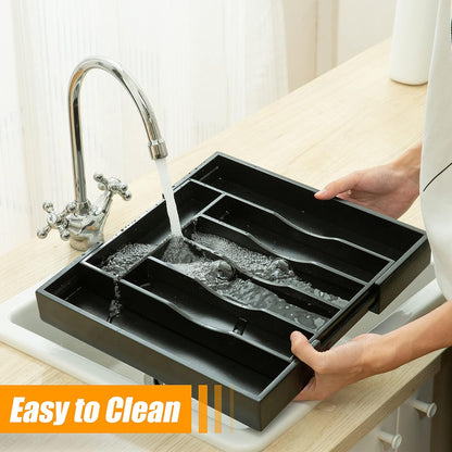 Kitchen Silverware Drawer Organizer and Storage Flatware Cutlery Utensil Holder Spice Rack Containers Bathroom Counter Cabinet Office Desk Makeup Drawer Tray Kitchen and Dining Tools Decor Accessories