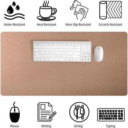 Bloss Leather Desk Pad and Keyboard Wrist Rest, Large Mouse Pad + Keyboard Pad+Mouse Wrist Support, Non-Slip Desk Mat Protector for Office, Home(31.5×15.7 Inches,Beige)