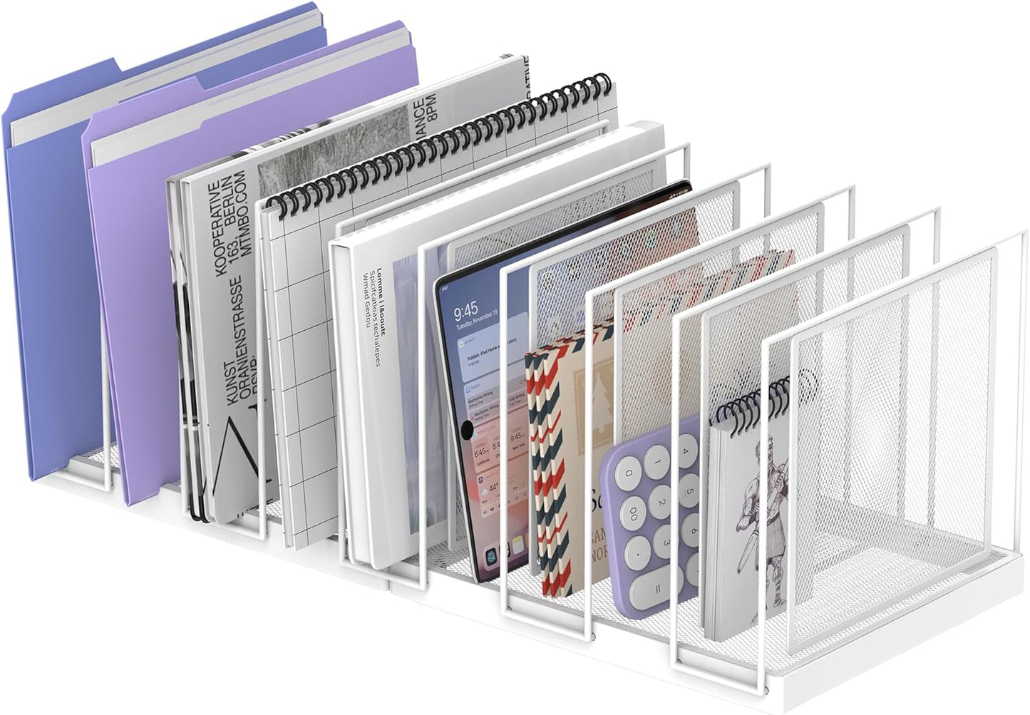 File Organizer for Desk, 5-Section Vertical File Sorter, Paper Holder Organizer Standing Metal File Folder for Office Home Classroom, Black