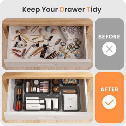 【Military Grade】A-LuGei Drawer Organizer, 【𝟱𝗦𝗶𝘇𝗲】 Makeup organizer, 【Holds 177 Items】 Bathroom Organizers and Storage, Organization and Storage, Desk Drawer Organizer for Bathroom Vanity