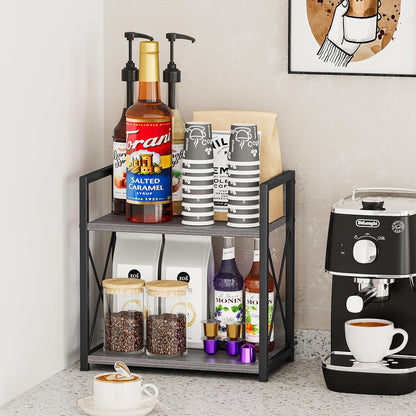 Giikin Countertop Shelf Organizer, 2 Tier Kitchen Spice Rack Organizer for Countertop, Wood Coffee Counter Shelf Organizer for Home (Bamboo, S)