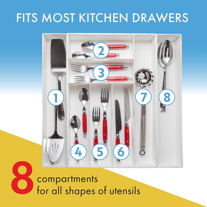 Dial Industries Expandable Silverware, Utensil and Cutlery Kitchen Drawer Organizer Tray