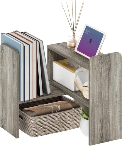 Furinno Classic Desk Organizers and Accessories, 2-Tier Monitor Riser, Office Organization, Desk Top Book Shelf, for Office Supplies, Office Desk Accessories, Dark Espresso