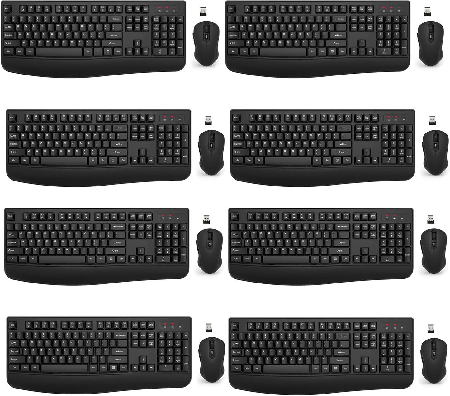 Wireless Keyboard and Mouse Combo, EDJO 2.4G Full-Sized Ergonomic Computer Keyboard with Wrist Rest and 3 Level DPI Adjustable Wireless Mouse for Windows, Mac OS Desktop/Laptop/PC