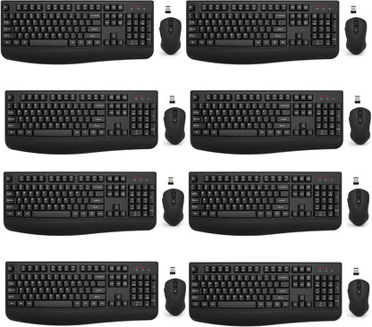 Wireless Keyboard and Mouse Combo, EDJO 2.4G Full-Sized Ergonomic Computer Keyboard with Wrist Rest and 3 Level DPI Adjustable Wireless Mouse for Windows, Mac OS Desktop/Laptop/PC