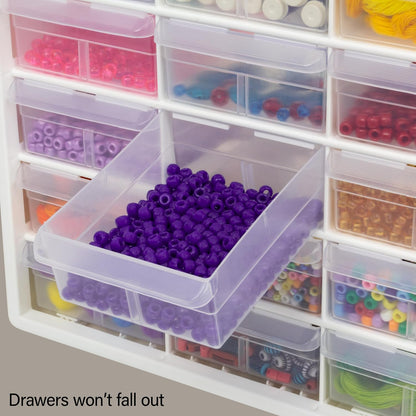 Akro-Mils 24-Drawer Plastic Drawer Storage Cabinet for Garage Organization, Bead Organizer, Building Bricks Storage, Teacher Toolbox, Makeup Organizer, 20" W x 6" D x 16" H, 10124 Black