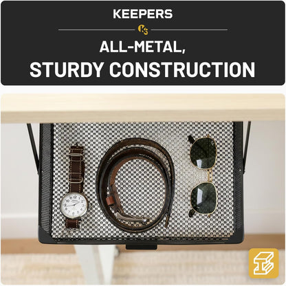 KEEPERS - Under Desk Drawer Slide Out – Metal Under Desk Storage Drawer for Office, Home, RV, Kitchen – Slim Under Table Attachment with Easy DIY Mount - Under Desk Organizer - Fits in 11x10x2In