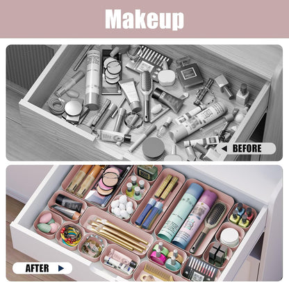Plastic Drawer Organizers, 10 PCS Drawer Organizer Bins, Bathroom and Vanity Organizer Plastic Tray, Makeup organizer and storage for Makeup, Bedroom, Kitchen Gadgets Utensils and Office (Green)