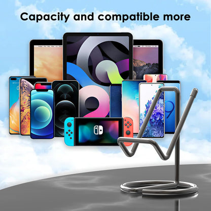 Metal Cell Phone Stand for Desk, Cute One-Piece Phone Holder, Stable Desktop Display Dock for iPhone, iPad, Samsung, Tablets & All Mobile Phones, Gold