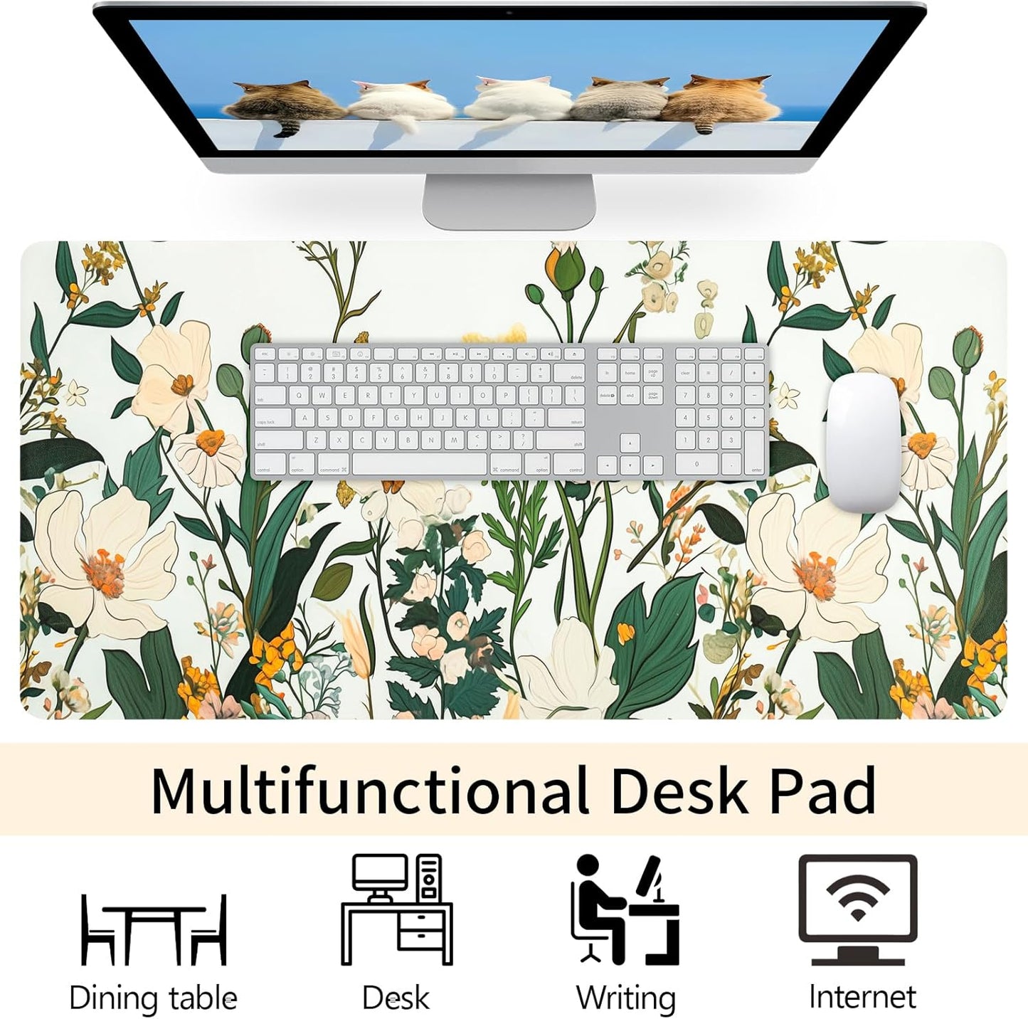 Wrist Rest for Computer Keyboard and Mouse, Ergonomic Design Wrist Support Pad for Keyboard, Soft Memory Foam Desk Pads Support Hand and Arm Easy Typing Pain Relief, 2 Piece Pad, Cream Pink
