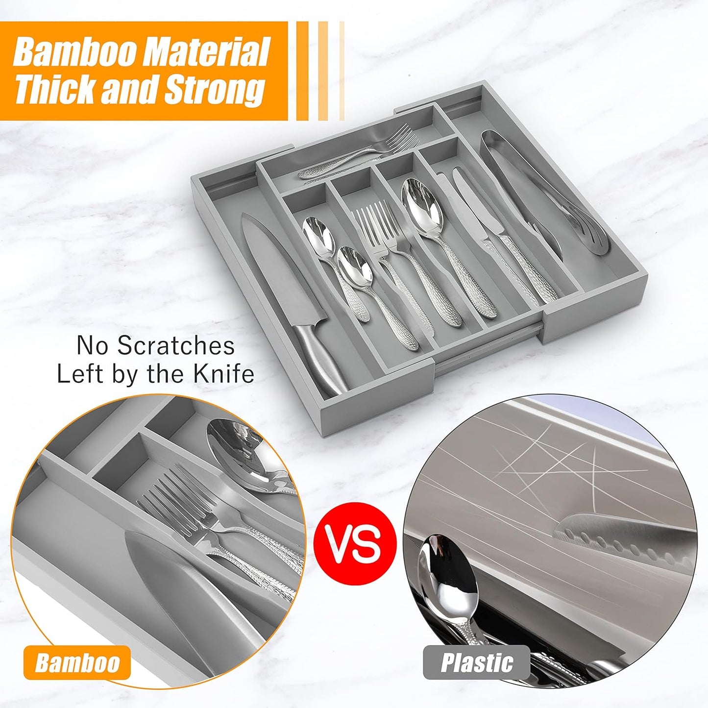 Kitchen Silverware Drawer Organizer and Storage Flatware Cutlery Utensil Holder Spice Rack Containers Bathroom Counter Cabinet Office Desk Makeup Drawer Tray Kitchen and Dining Tools Decor Accessories