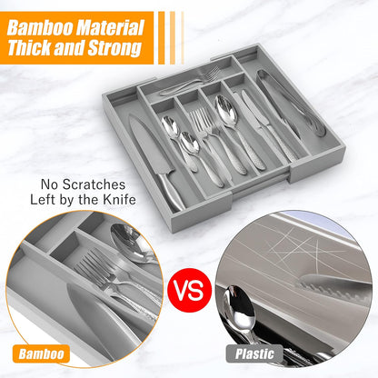 Kitchen Silverware Drawer Organizer and Storage Flatware Cutlery Utensil Holder Spice Rack Containers Bathroom Counter Cabinet Office Desk Makeup Drawer Tray Kitchen and Dining Tools Decor Accessories