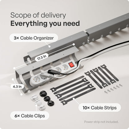 PAMO Cable Management Under Desk for Easy mounting Under-Table I Set of 2 - with 10X Cable Ties I Desk Organizer for Office/Home Office Table Thoughtful Cable Tray Holder