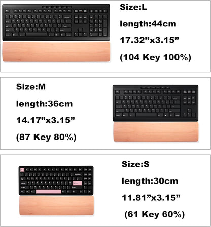 HomeDo Wooden Wrist Rest for Mechanical Keyboards, Support pad for Palm, Ergonomic Rest for Typing and Gaming,Palm Rest,Hand Rest (Beech,14.17”x3.15”(87 Key 80%))